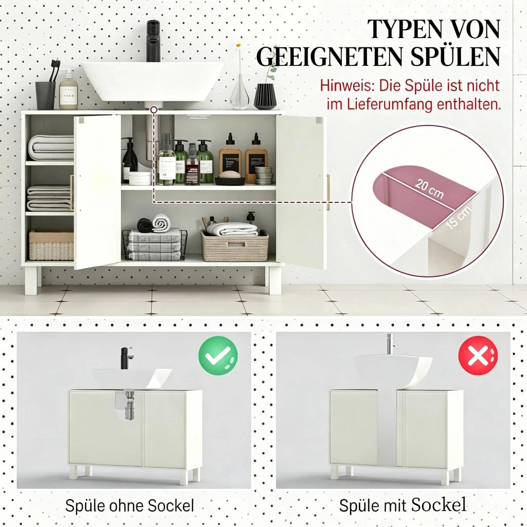 MOBILE SOTTOLAVABO 90 x 30 x 63 cm Crema MDF e pannello truciolare