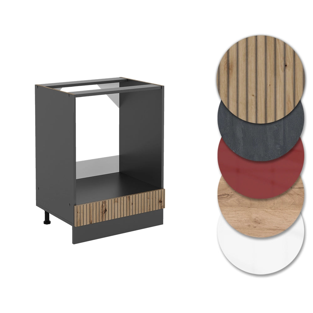 Mobile per forno da incasso R-Line Rovere artigianale/Antracite 60 cm, PL Antracite Vicco