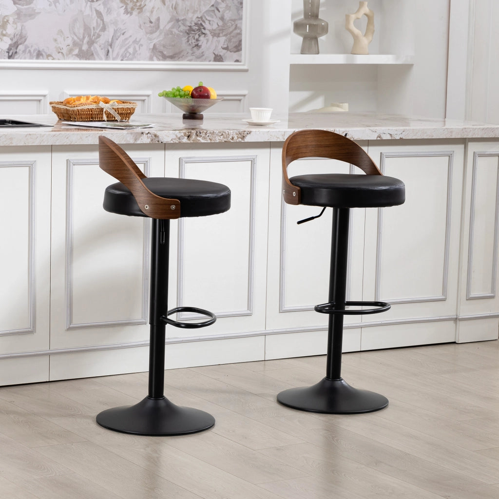 SGABELLO DA BAR Girevole con Schienale Set da 2 pezzi 42,5x42x77-98 cm PU Nero
