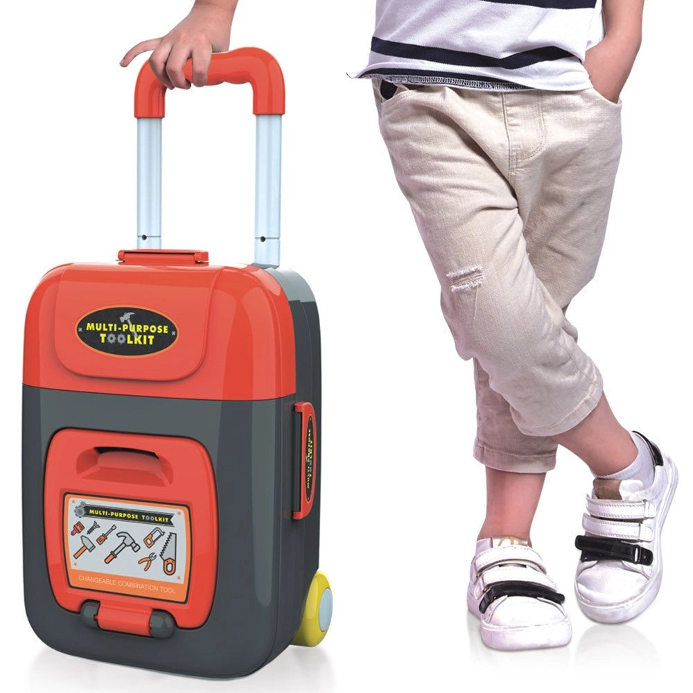 Trade Shop - Banco Attrezzi Giocattolo Bambini Con Sega Funzionante Richiudibile In Trolley -