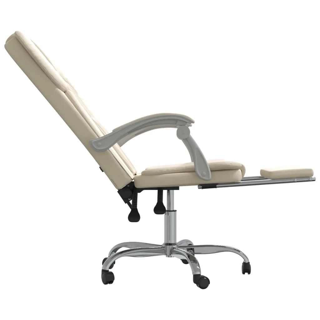 Poltrona | Sedia Relax da Ufficio Reclinabile Crema in Similpelle