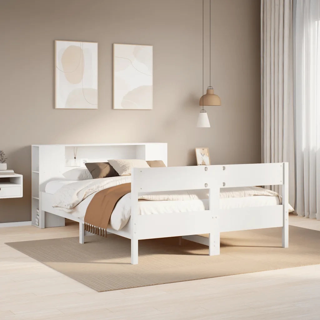 Letto Libreria senza Materasso Bianco 160x200 cm Legno di Pino 3322943