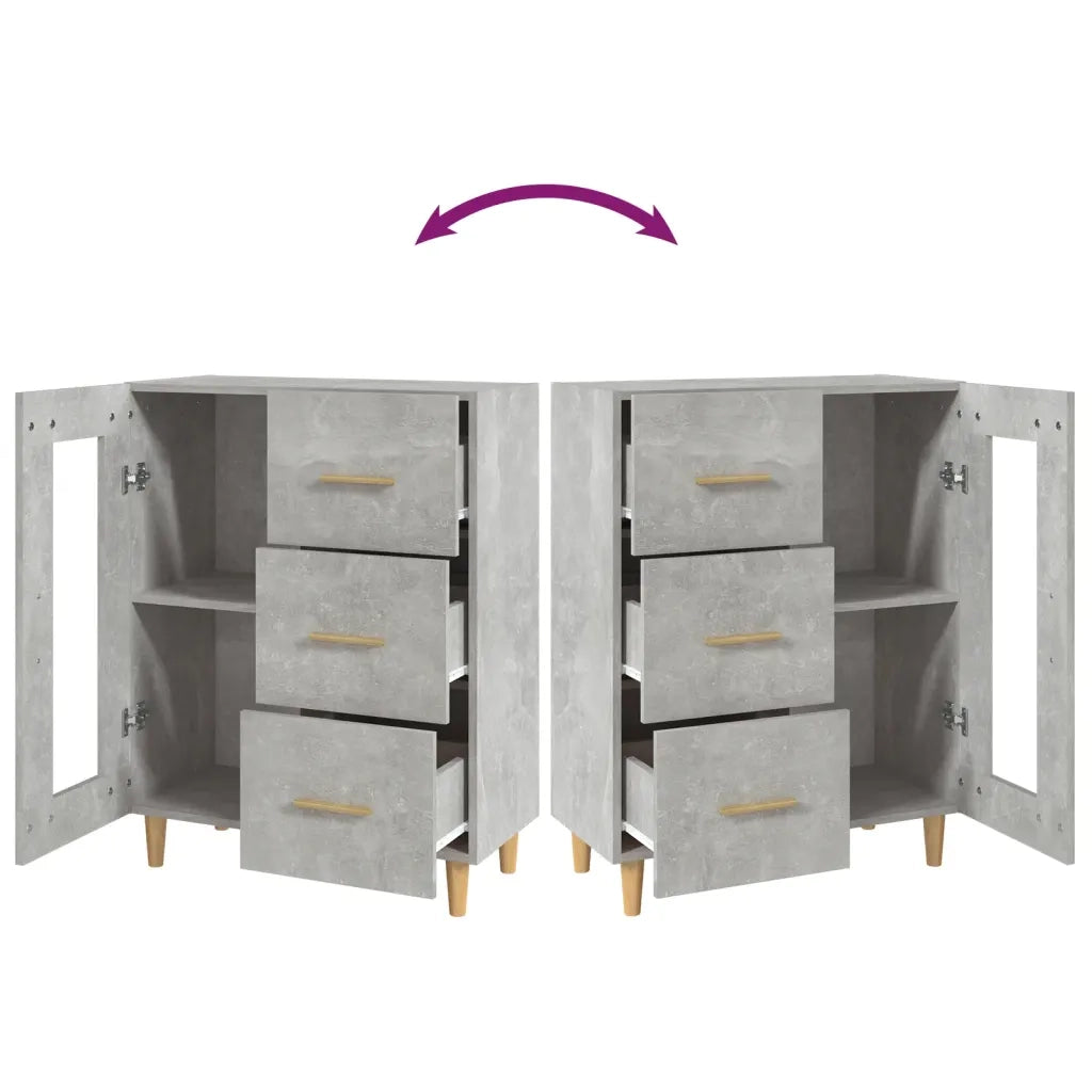 Credenza Grigio Cemento 69,5x34x90 cm in Legno Multistrato 812208