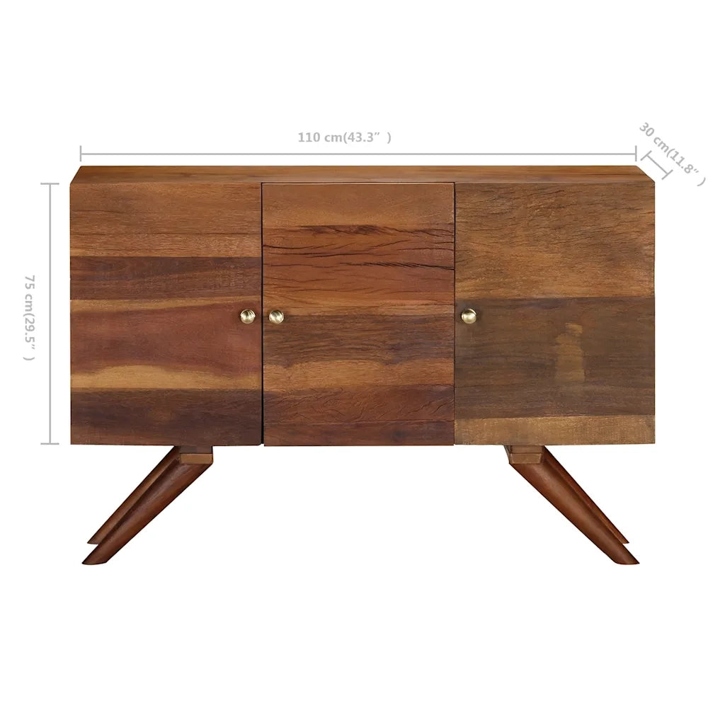Credenza-Buffet-Armadio da cucina in Legno Massello di Recupero 110x30x75 cm Marrone