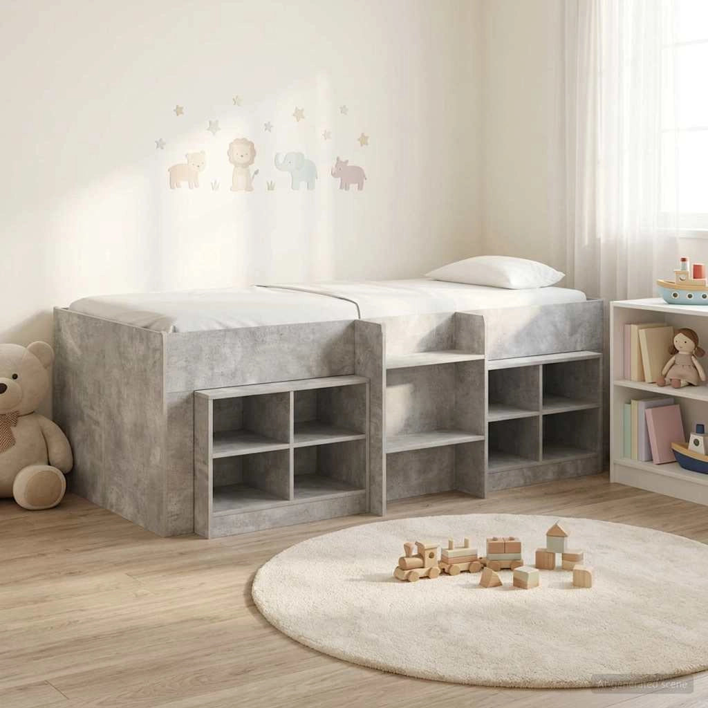 Struttura Letto Loft con Mobile 3 pz Grigio Cemento 3423409