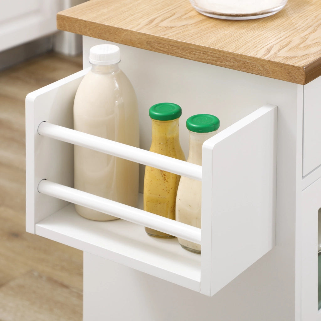 Isola Cucina con Carrello ¨C zephmum ¨C Bianco 124.5x39.5x90 cm