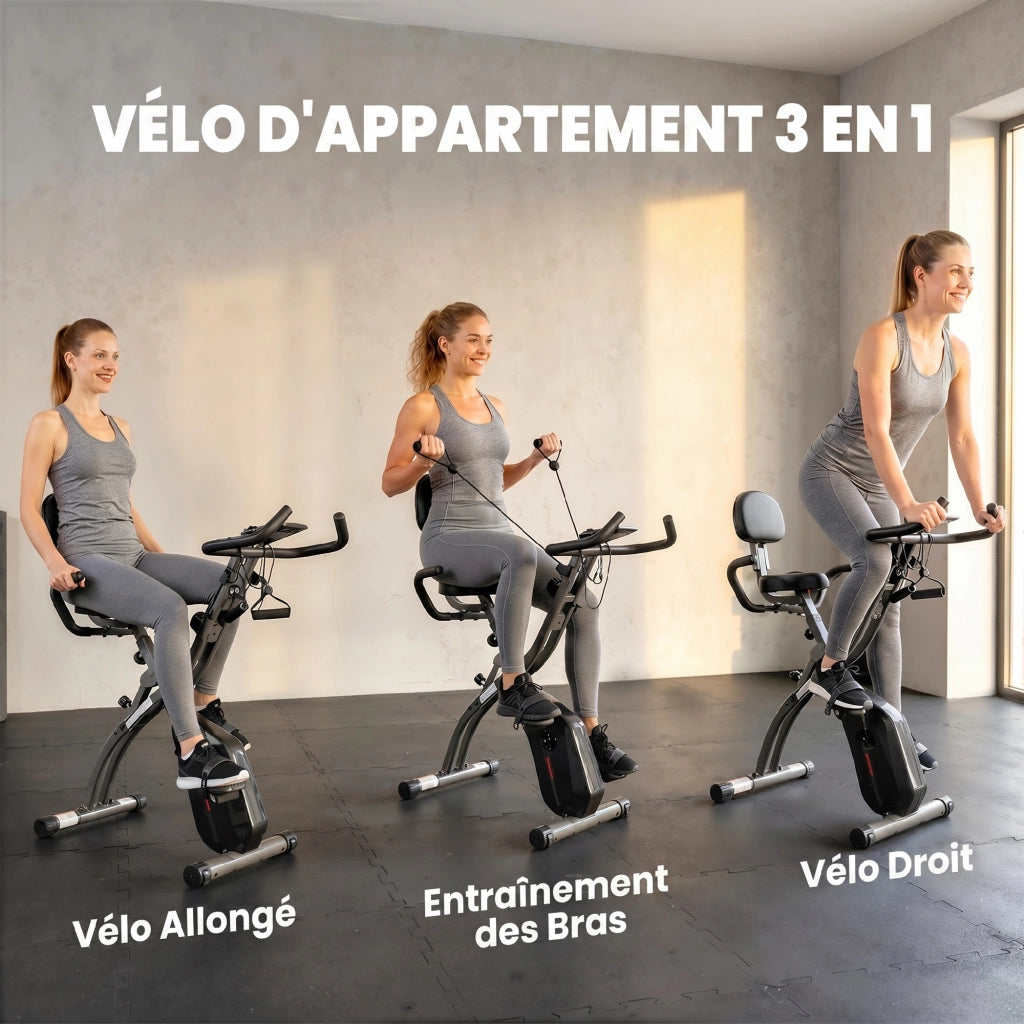 Cyclette Pieghevole 3-in-1 ¨C Xylo ¨C Resistenza Magnetica 8 Livelli, Display LCD, Bluetooth
