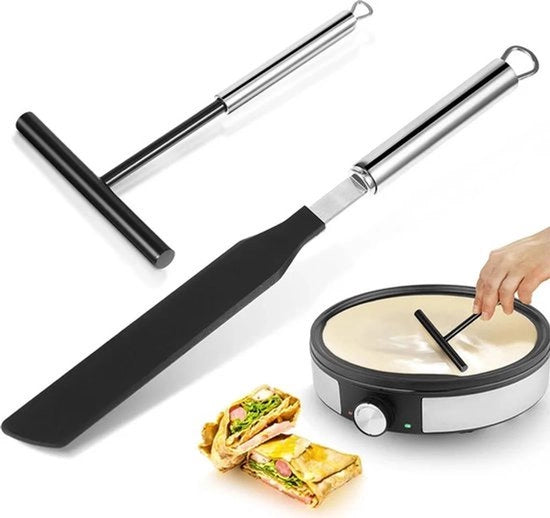 Spata e raschiatrice per pancake, spatola e raschiatrice 2 in 1 in acciaio inossidabile, utensile per pancake, frutta, strumento