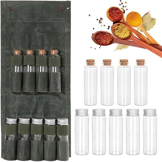 Set di erbe con 9 contenitori - Kit di erbe da campeggio portatile