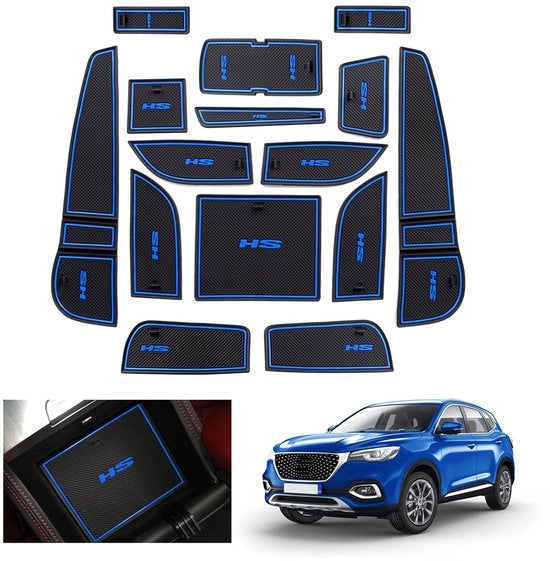 Matten Antislip per MG HS/EHS EV/HS Plug-in Hybrid 2018-2023 2024, Mattone di gomma per MG HS 2024, Mattone di gomma per console centrale, Mattone di gomma per ripostiglio, Mattone di gomma per pavimento (Blu)