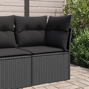 Divano da giardino angolare con cuscini nero in polyrattan 365985