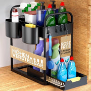 Cassettiera da Sotto - Organizzatore Cucina - 2 Livelli - Nero - Adattabile
