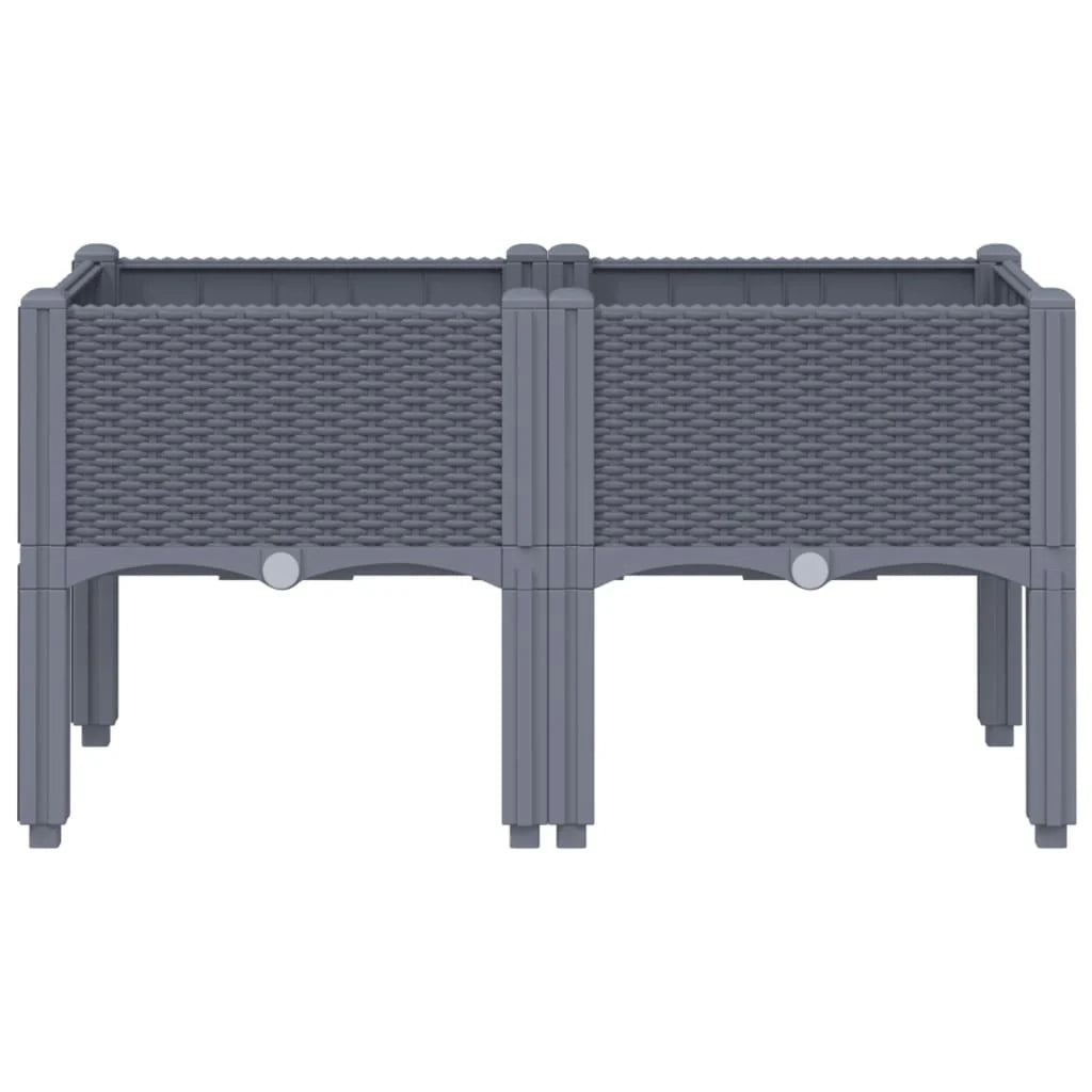Fioriera rialzata per piante fiori patio giardino con gambe 80 x 40 x 42 cm PP grigio 02_0038169