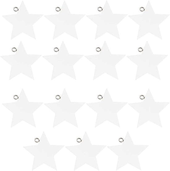 Decorazioni di Natale in legno a forma di stelle Ø 38 cm 35 mm spessore bianco 15 pezzi
