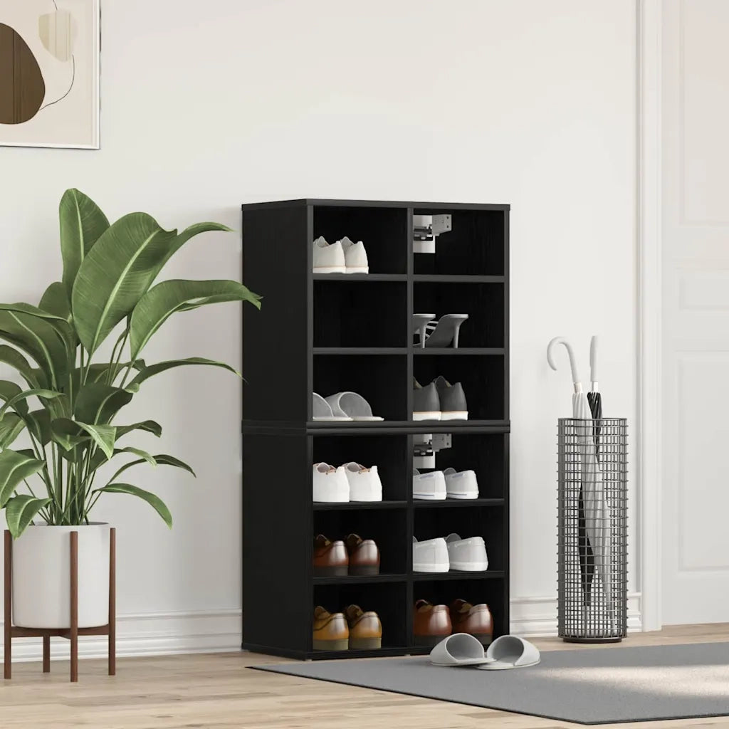 Scarpiera | Mobile per scarpe 2 pz Rovere Nero 52 x 30 x 50,5 cm