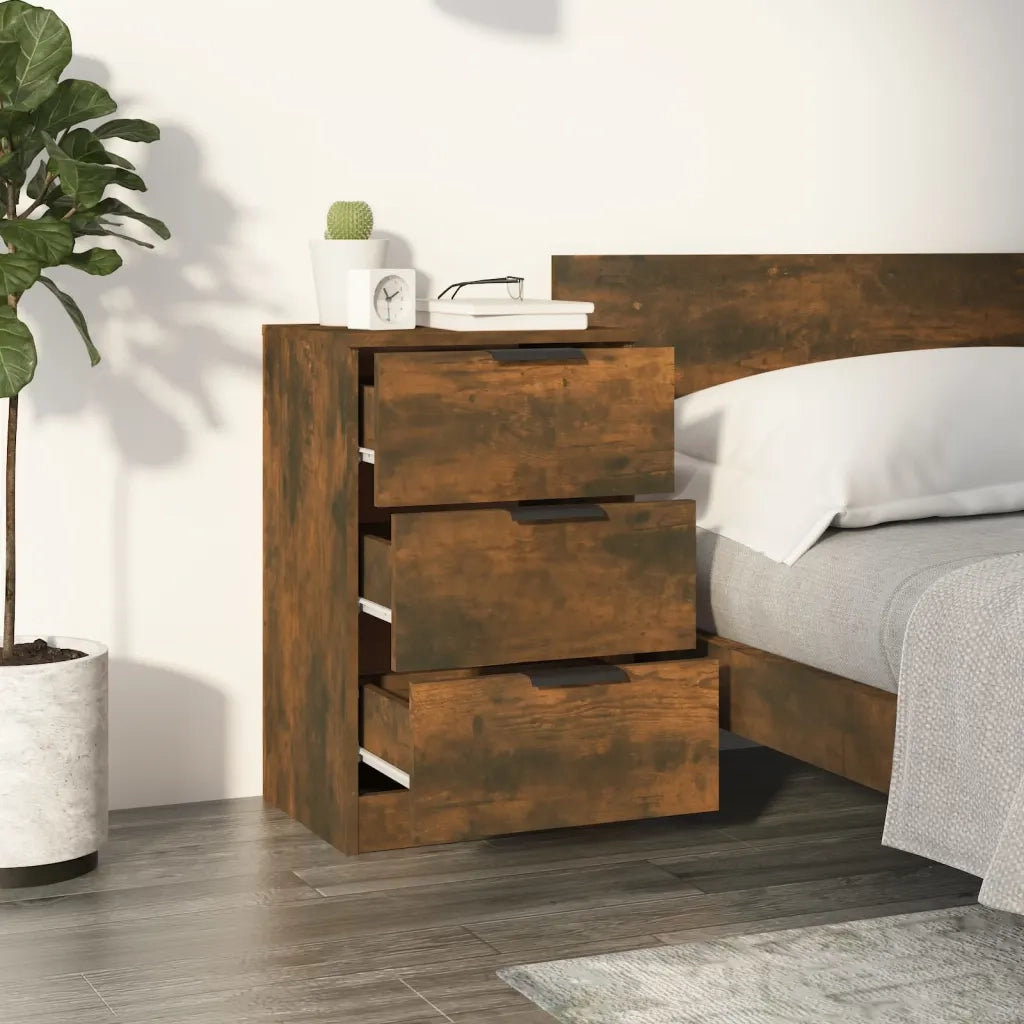 Set di 2 Comodini | Armadio da Notte | Mobiletto da notte Rovere Fumo 40x36x65 cm