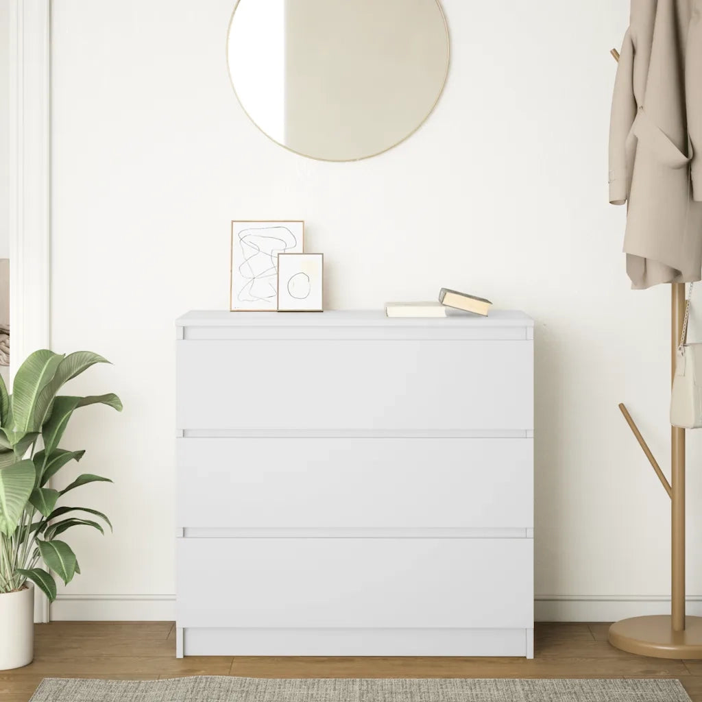 Credenza-Buffet-Armadio da cucina Bianca 80x35x76 cm in Legno Multistrato