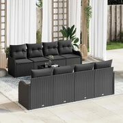 Set Divano da Giardino con cuscino con archiviazione 9 pcs Nero 3354302
