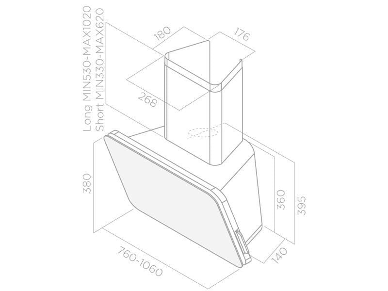 Elica PRF0038251A TIFFANY WH-F-110 - Cappa a parete filtrante 110 cm, 625 m³-h, Classe B, 45 dB, Controllo touch, 3 velocita', Filtro antigrasso in alluminio, Illuminazione LED 2x6 W, Vetro Bianco