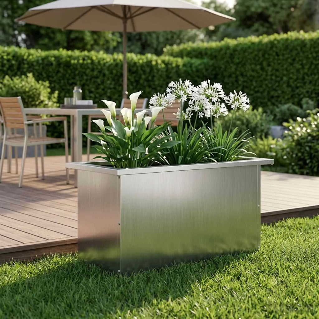 Fioriera da giardino con LED Argento 30 x 60 x 30 cm 8008094