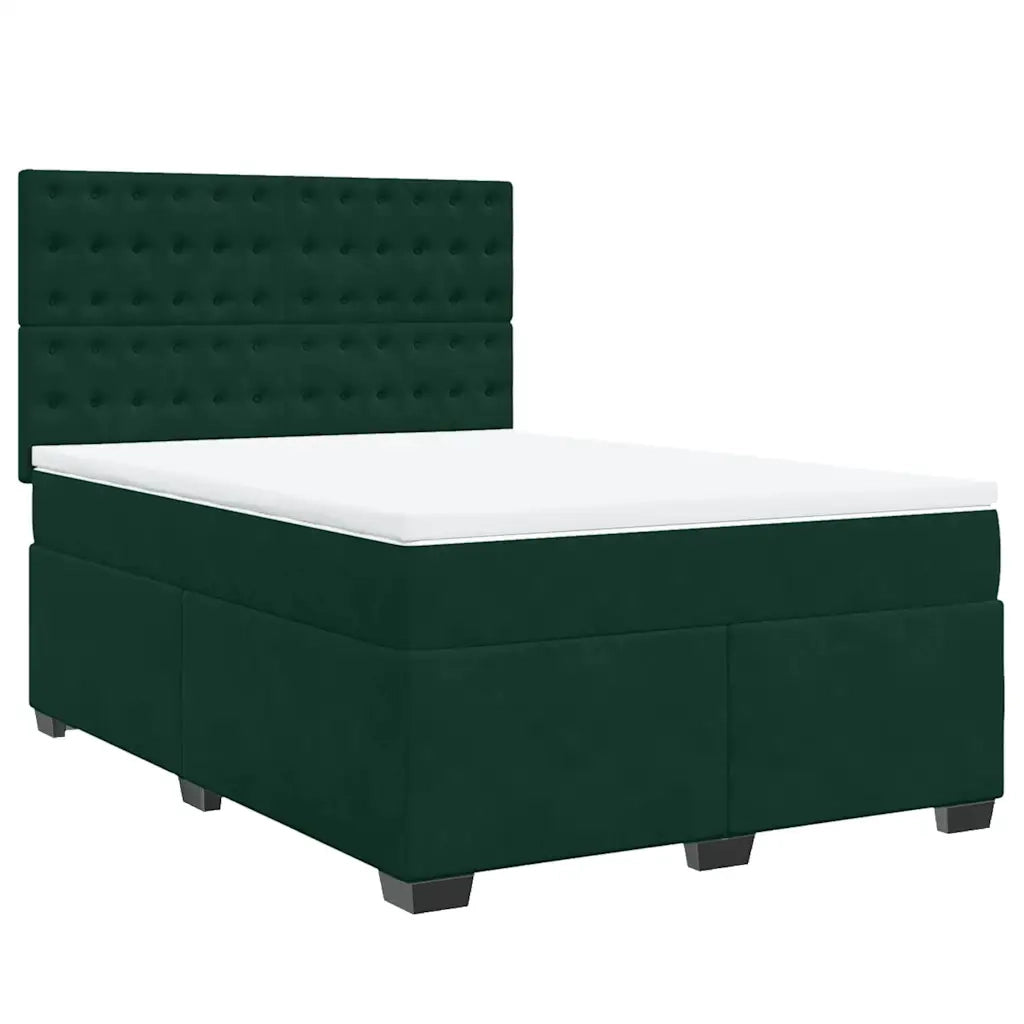 Giroletto a Molle con Materasso Verde Scuro 140x200 cm Velluto