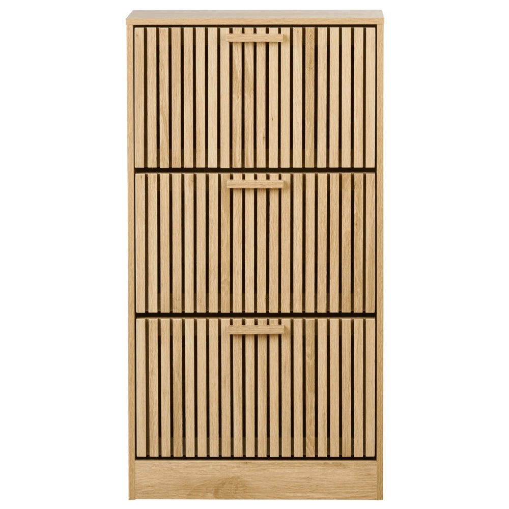 Scarpiera in legno chiaro MDF gambe in legno di pino 3 scomparti design moderno corridoio
