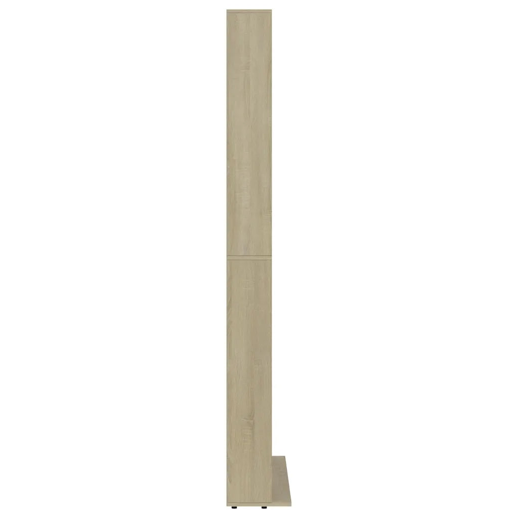 Mobile porta CD in legno composito per soggiorno o ufficio 102 x 16 x 177 cm con 30 scomparti a giorno stile moderno in rovere Sonoma 02_0047689