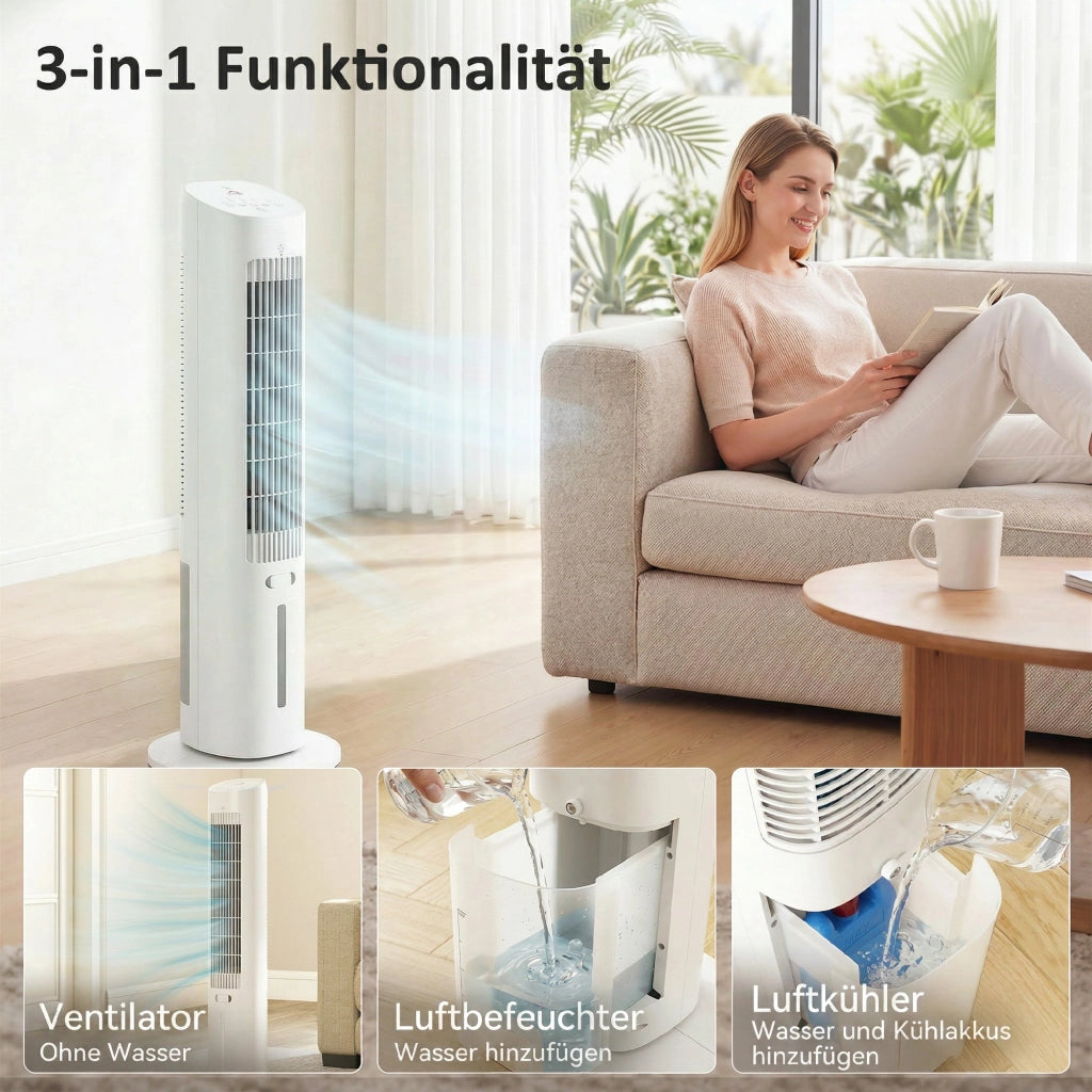 Raffreddatore d'aria 3 in 1 ¨C zephmum ¨C serbatoio acqua 3 litri, 3 velocit¨¤, 3 modalit¨¤, bianco
