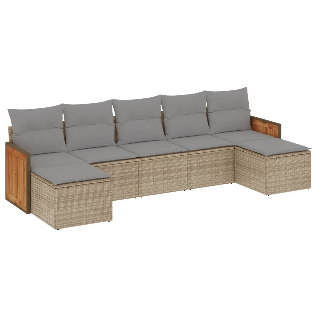 Set Divani da Giardino 7 pz con Cuscini Beige in Polyrattancod mxl 114411