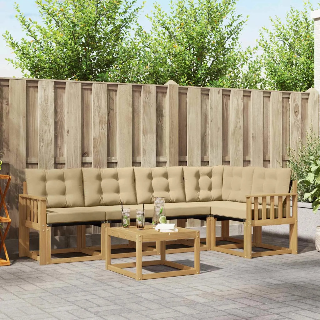 Set di divani da esterno con cuscino 6 pcs Bianco e Beige