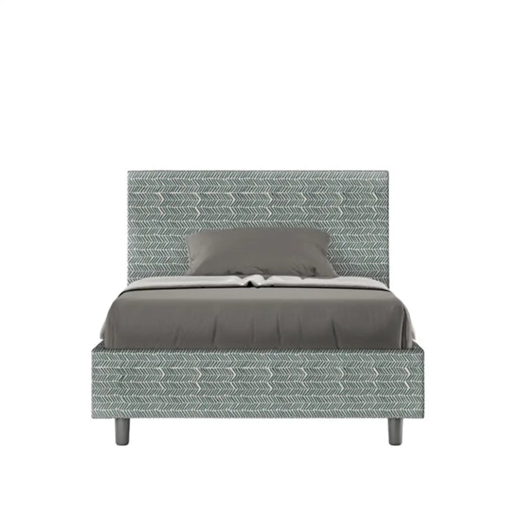 Letto una piazza e mezza contenitore imbottito 120x190 tessuto Aragona 7 azzurro Adele