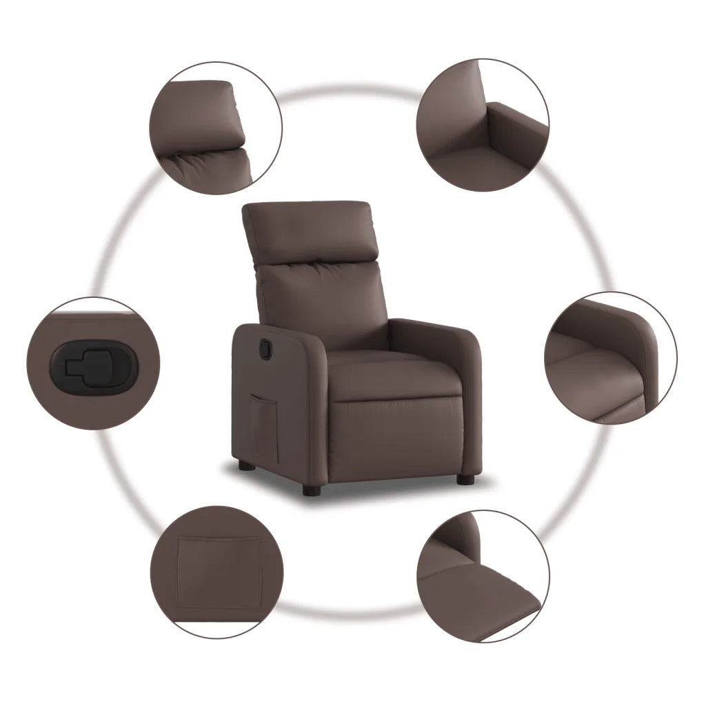 Divano Sedia-Poltrona Reclinabile Marrone in Similpelle 941412