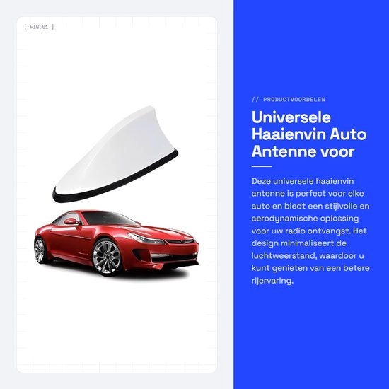 Antenna universale per auto - Radio AM/FM - Design aerodinamico - Dimensioni 17x7x6 cm - Finestra in alluminio - Modello universale