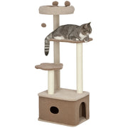 Albero tiragraffi per gatti con piattaforme, nido e corda di juta ¨C zephmum ¨C 133 cm