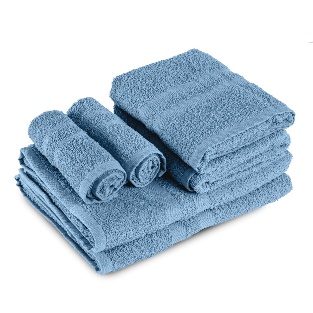 Set Asciugamani Bagno 6 Pezzi in Spugna di Cotone 400 g/m², 2 Teli 70x140 cm, 2 Asciugamani 50x90 cm e 2 Ospiti 30x50 cm, Morbidi e Assorbenti Azzurro
