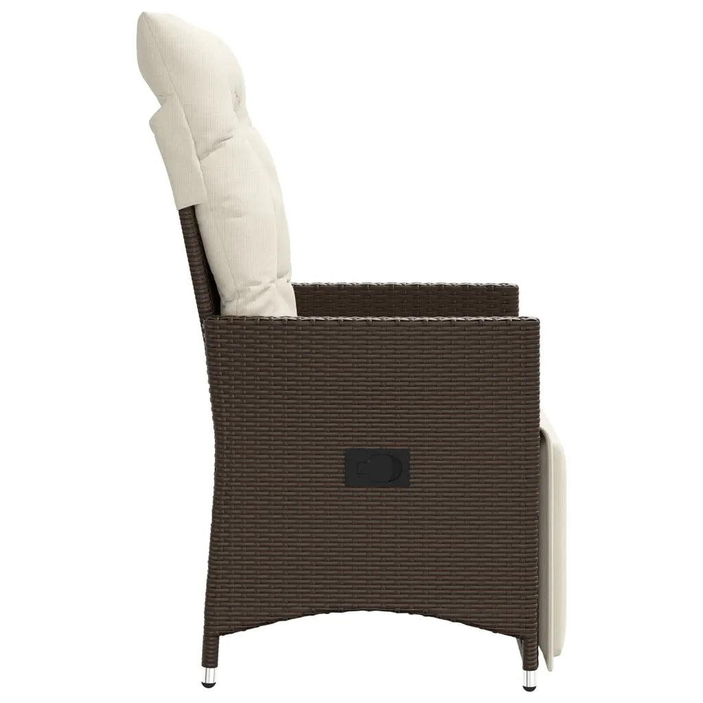 Sedia Reclinabile da Giardino | Sedie da Esterno con Cuscini Marrone in Polyrattan