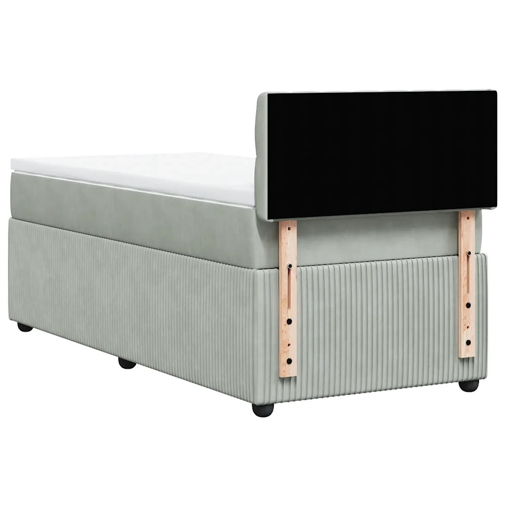 Giroletto a Molle con Materasso Grigio Chiaro 90x200 cm Velluto 3287644
