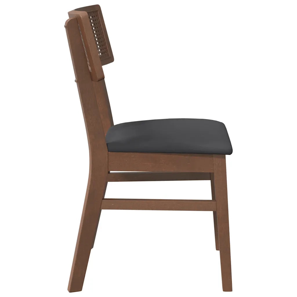 Sedie da Pranzo con Cuscini 2pz Marrone Legno Massello di Hevea 4102462