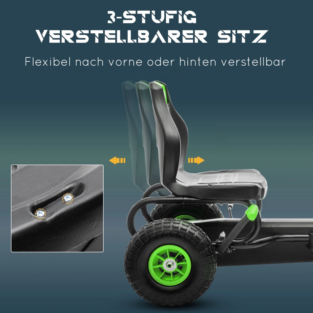 Go-kart a pedali per bambini ¨C Xylo ¨C sedile regolabile, da 5 anni, verde e nero, 121x58x61 cm