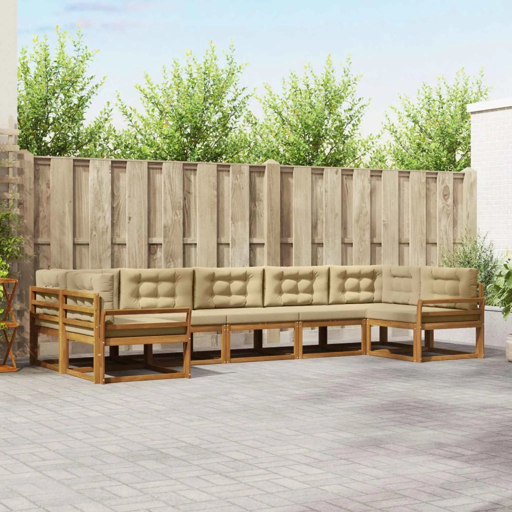 Set di divani da esterno con cuscino 7 pcs Naturale e Beige