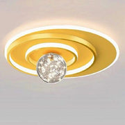 Trade Shop - Plafoniera Led 48w Cerchio Spirale Oro Sfera Lampadario Tondo Luce Naturale 70777 -