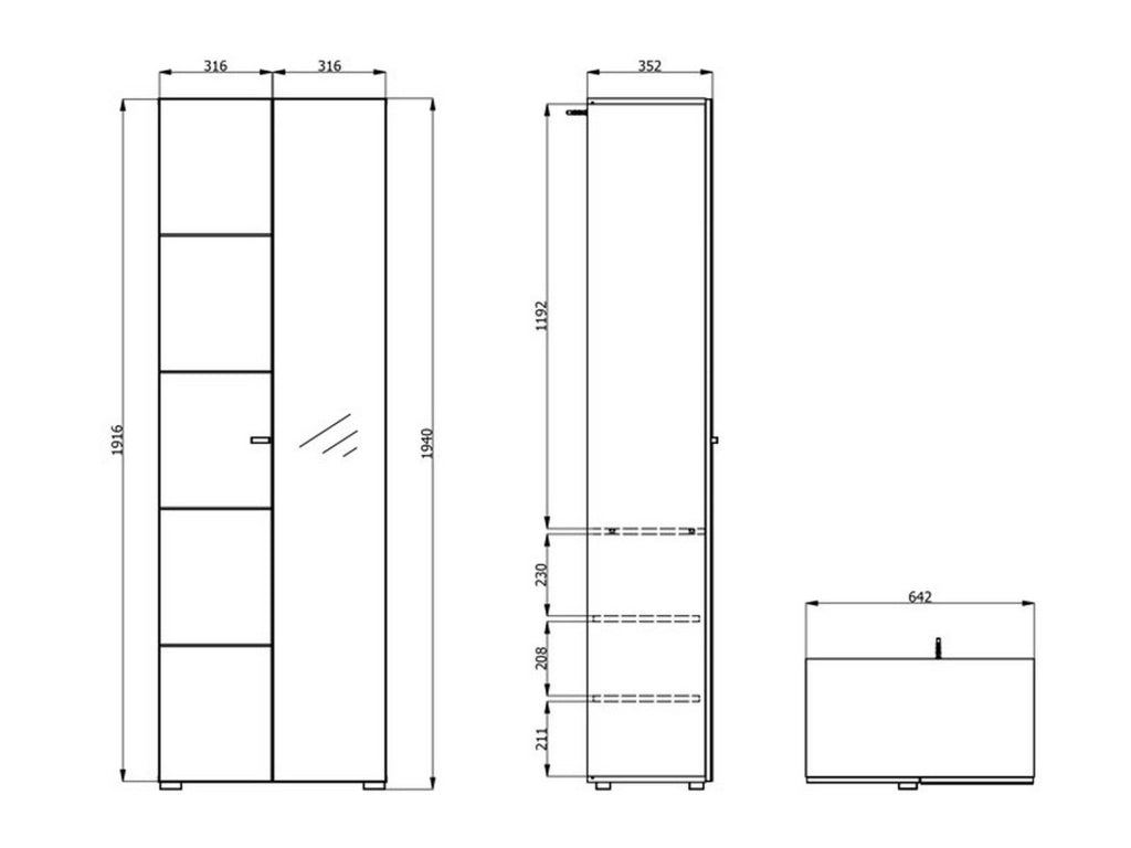 Armadio Camera da Letto Azzano, Guardaroba 2 Ante Appendiabiti, 64x194h cm Marrone Rovere