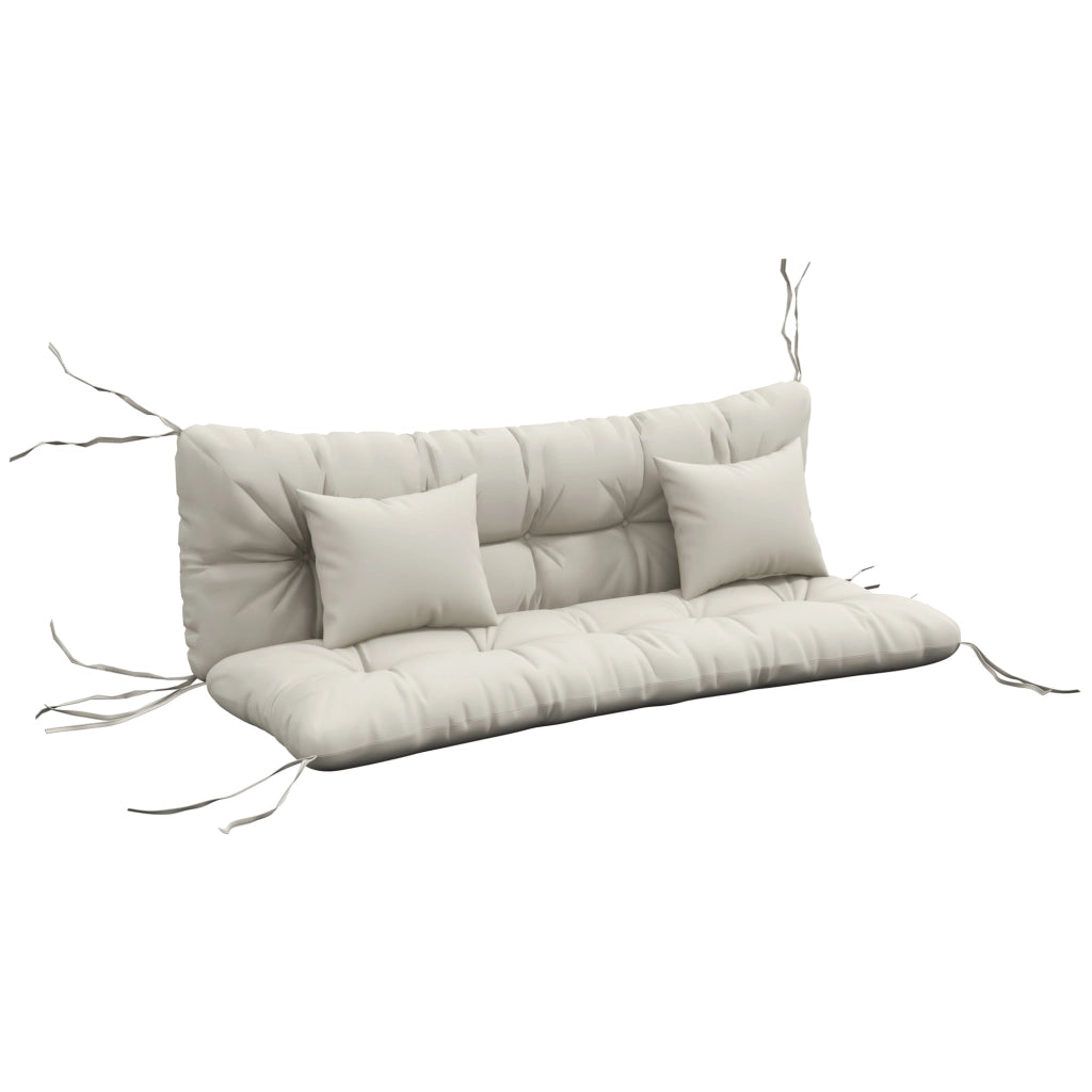 Set di 4 cuscini per sedile; 150x50 cm idropellente cuscino per sedia con cinghie per i cravatta; spesso 10 cm color crema bianco