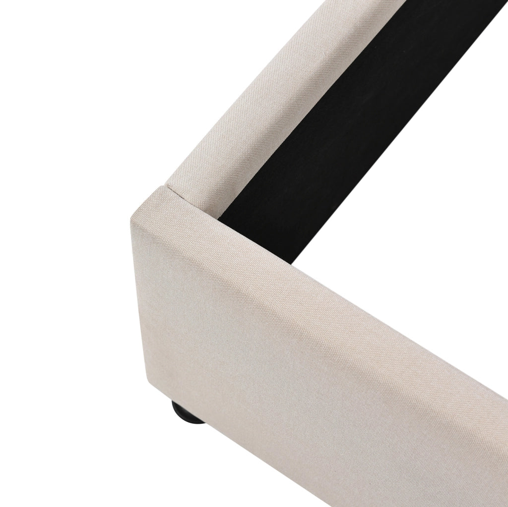 Letto contenitore imbottito 140x200 cm sollevabile in legno beige (Senza materasso)