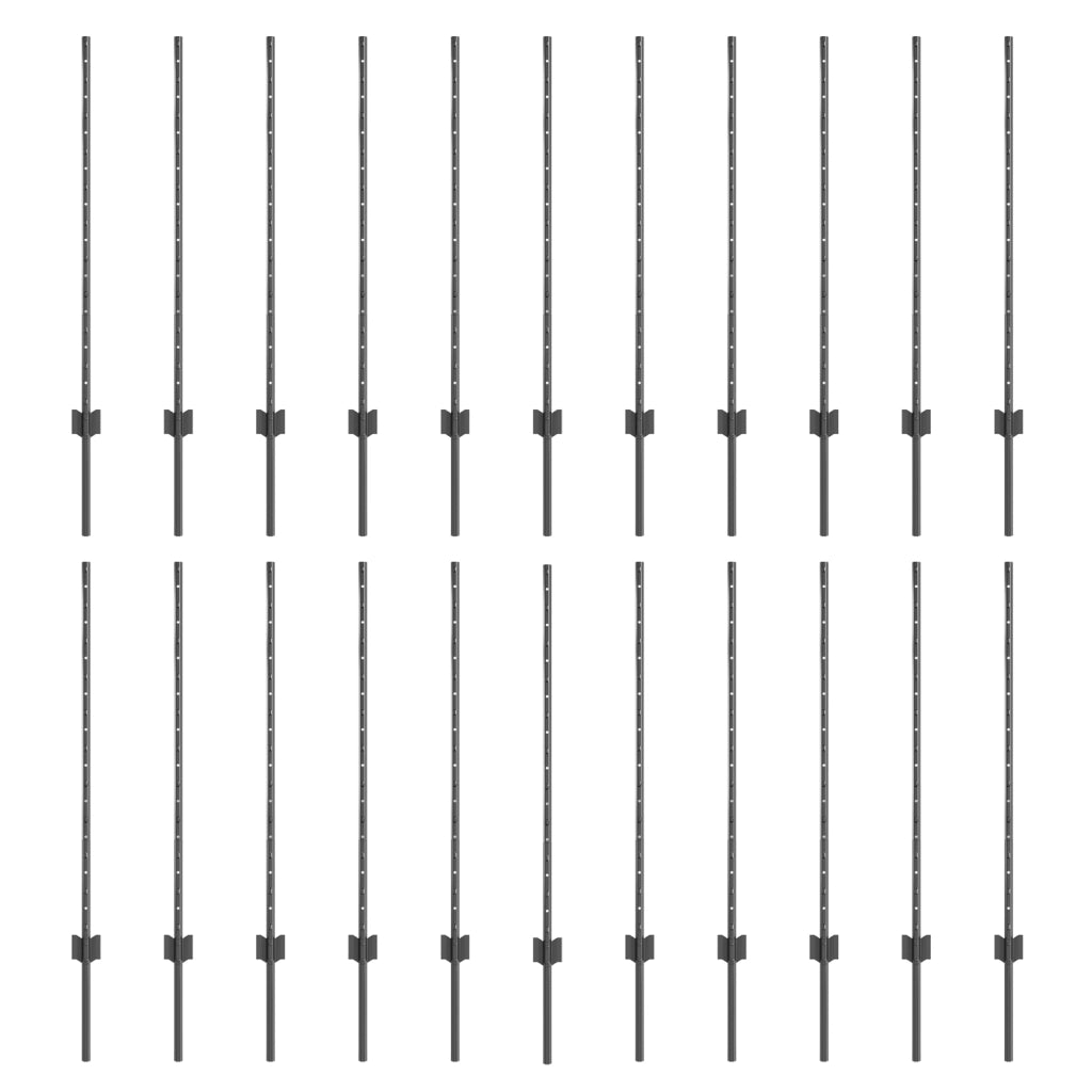 Pali di recinzione 44 pcs a U Canale Grigio 140 cm Acciaio
