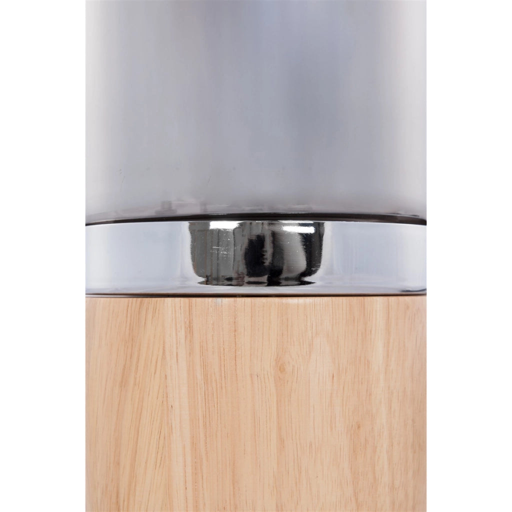 Lampada da tavolo Malbi in vetro fume' e legno naturale