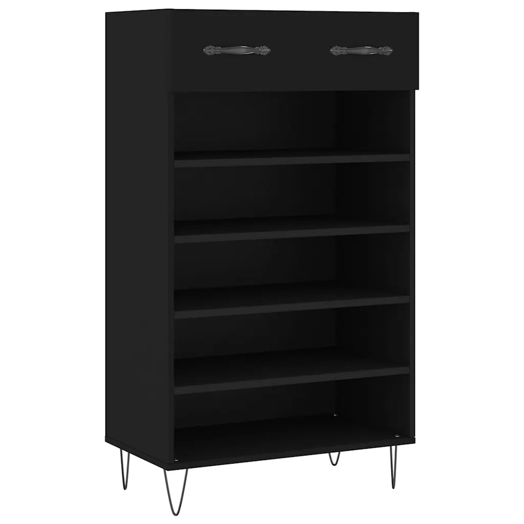 Scarpiera-Scaffale per scarpe Nera 60x35x105 cm in Legno Multistrato 543996