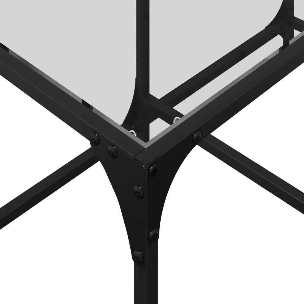 2 pz Tavolini da salotto | Tavolino da caff¨¨ | Tavolino da Soggiorno con Piano Vetro Trasparente 78,5x40x40 cm Acciaio