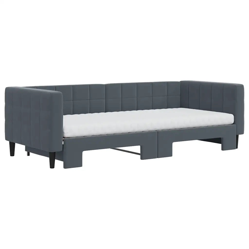 Divano Letto Estraibile Materassi Grigio Scuro 90x200cm Velluto 3196716