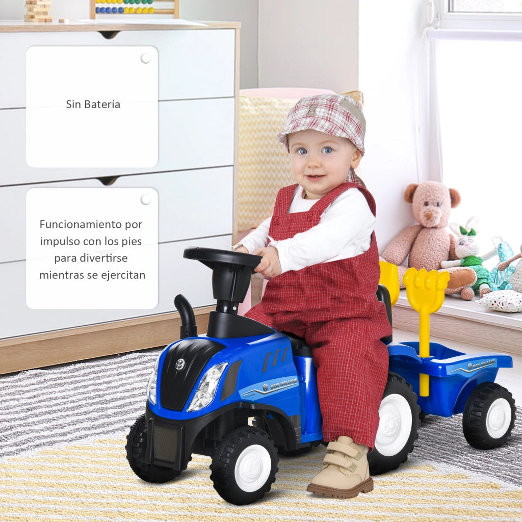 Tractorino Correpasillos per Bambini con Rimorchio ¨C Zephmum ¨C Blu 91x29x44 cm